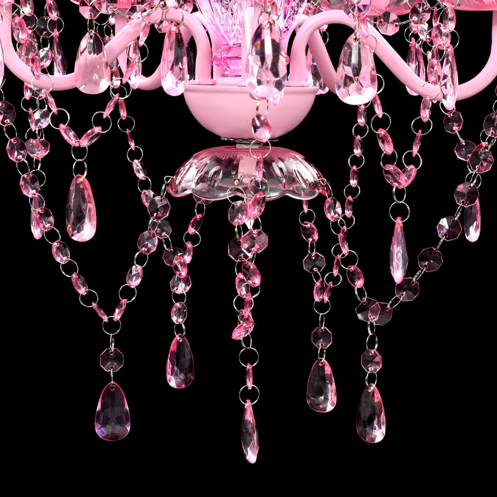vidaXL Кристална светлина 5 крушки Розово