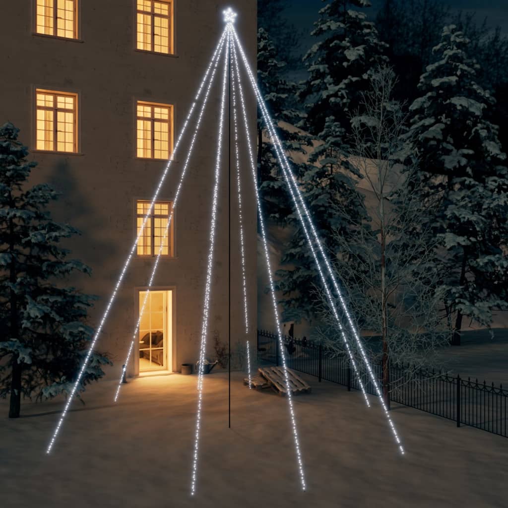 vidaXL Светеща коледна елха закрито/открито 1300 LED студено бяла 8 м