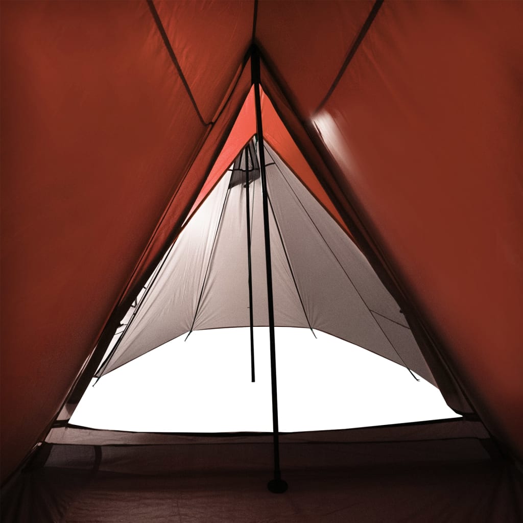 vidaXL Къмпинг палатка за 3 души, сиво и оранжево, водоустойчива