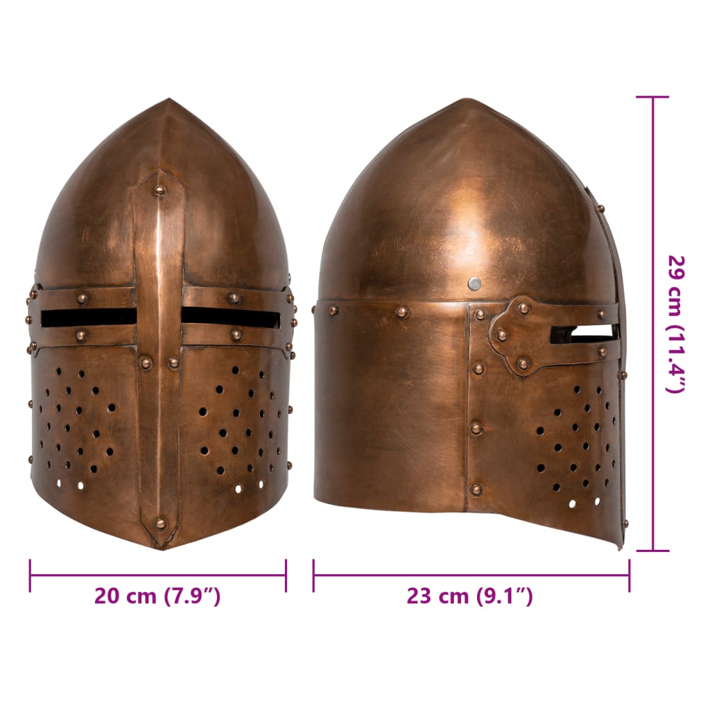 vidaXL Средновековен рицарски шлем антик реплика ЛАРП цвят мед стомана