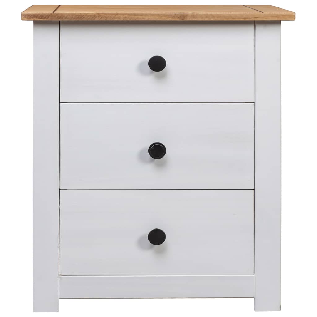 vidaXL Нощно шкафче, бяло, 46x40x57 см, бор, стил Панама