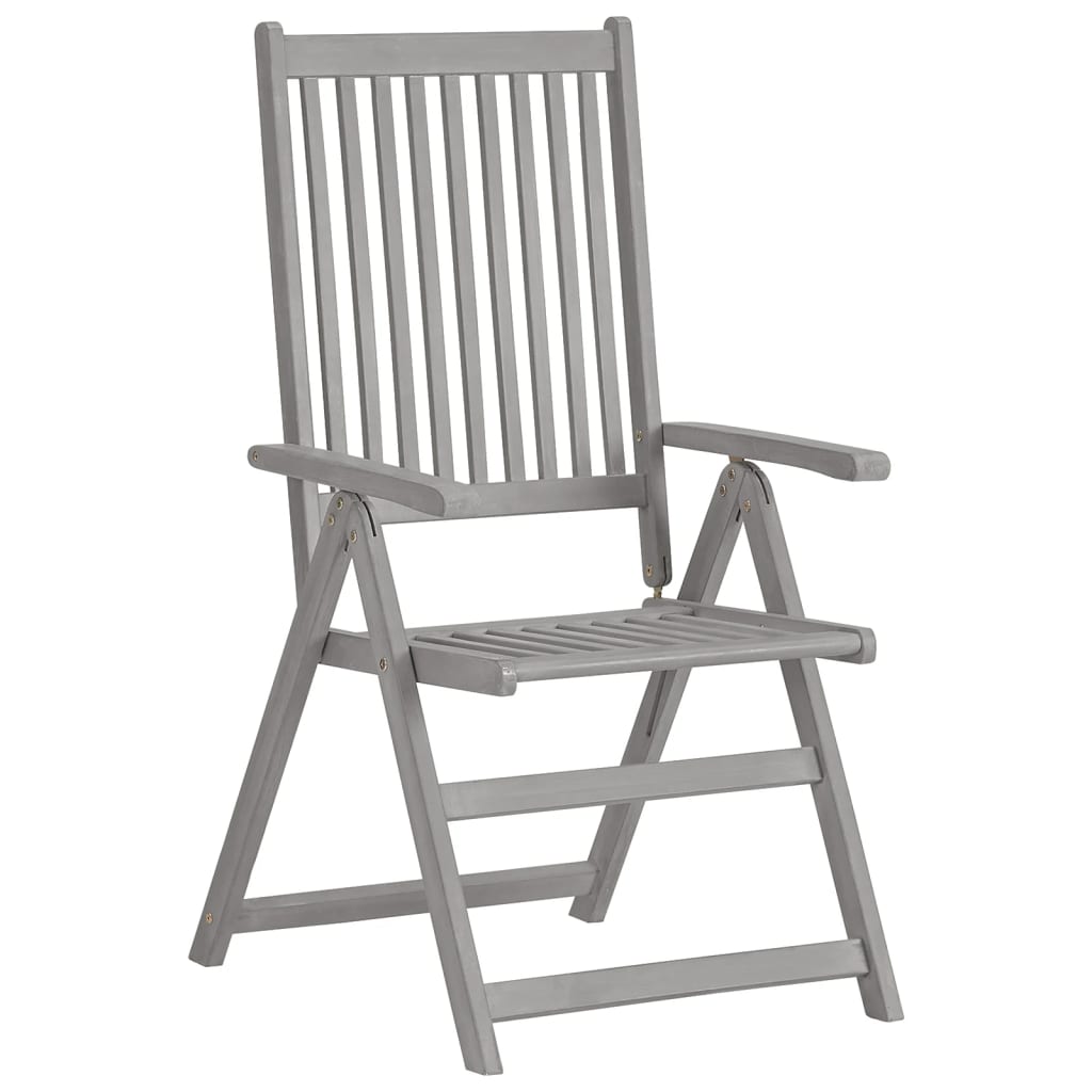 vidaXL Градински накланящи се столове, 2 бр, сиви, акация масив