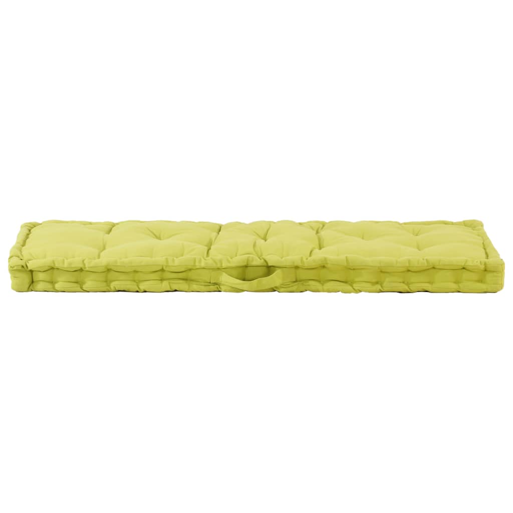 vidaXL Палетна възглавница за под, памук, 120x40x7 см, зелена