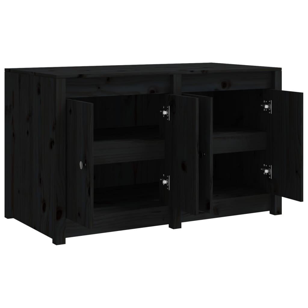 vidaXL Кухненски шкаф за открито, черен, 106x55x64 см, бор масив