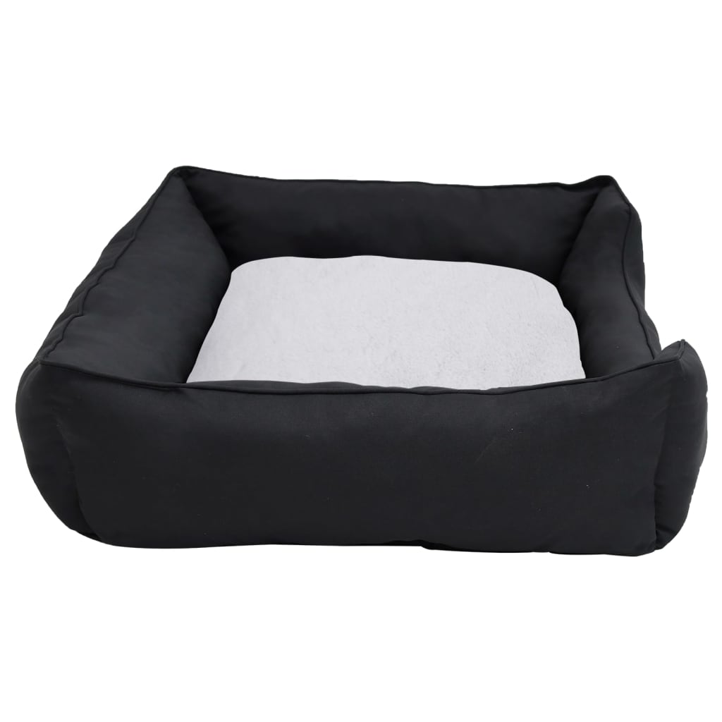 vidaXL Кучешко легло, черно и бяло, 85,5x70x23 см, ленена визия, полар