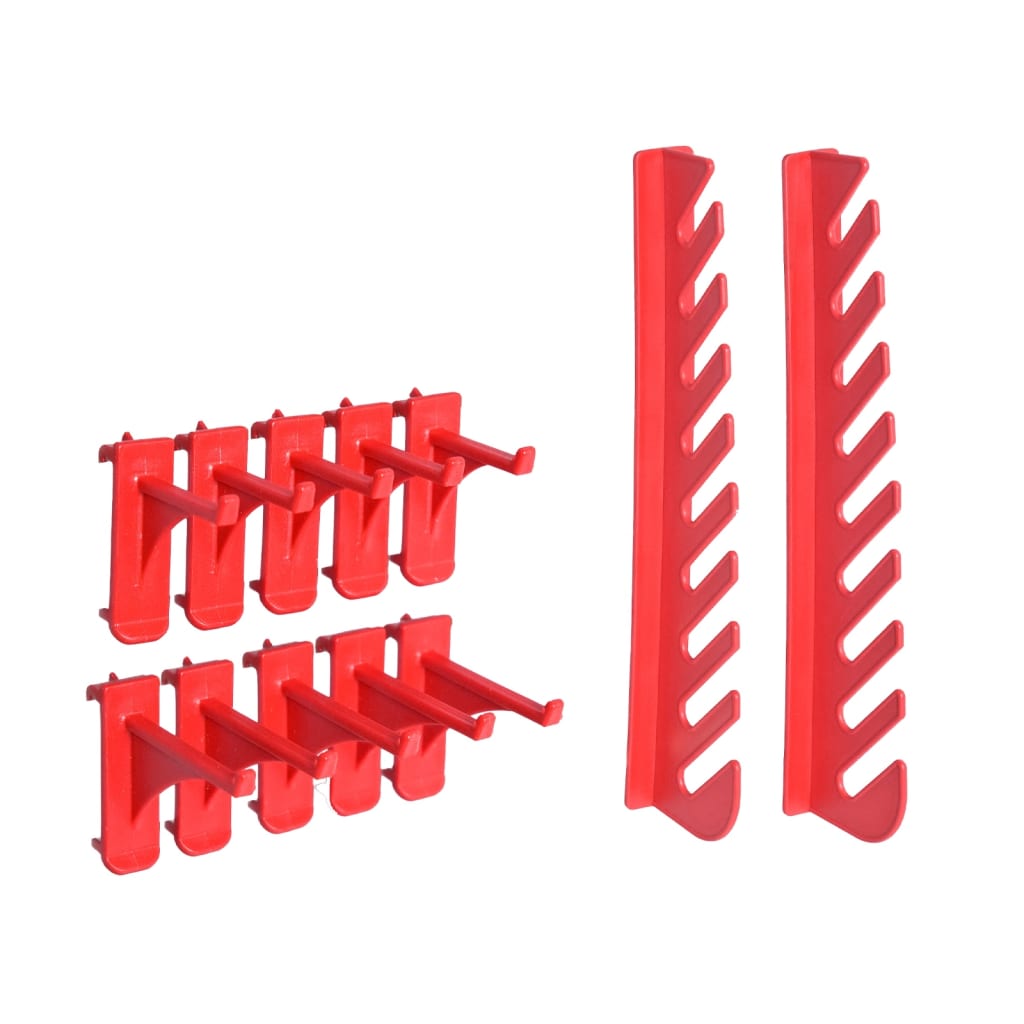 vidaXL Стенен органайзер със 141 бр кутии за инструменти червено-черно