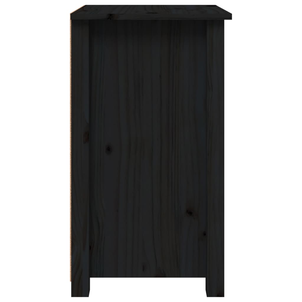 vidaXL Нощно шкафче, черно, 40x35x61,5 см, борово дърво масив