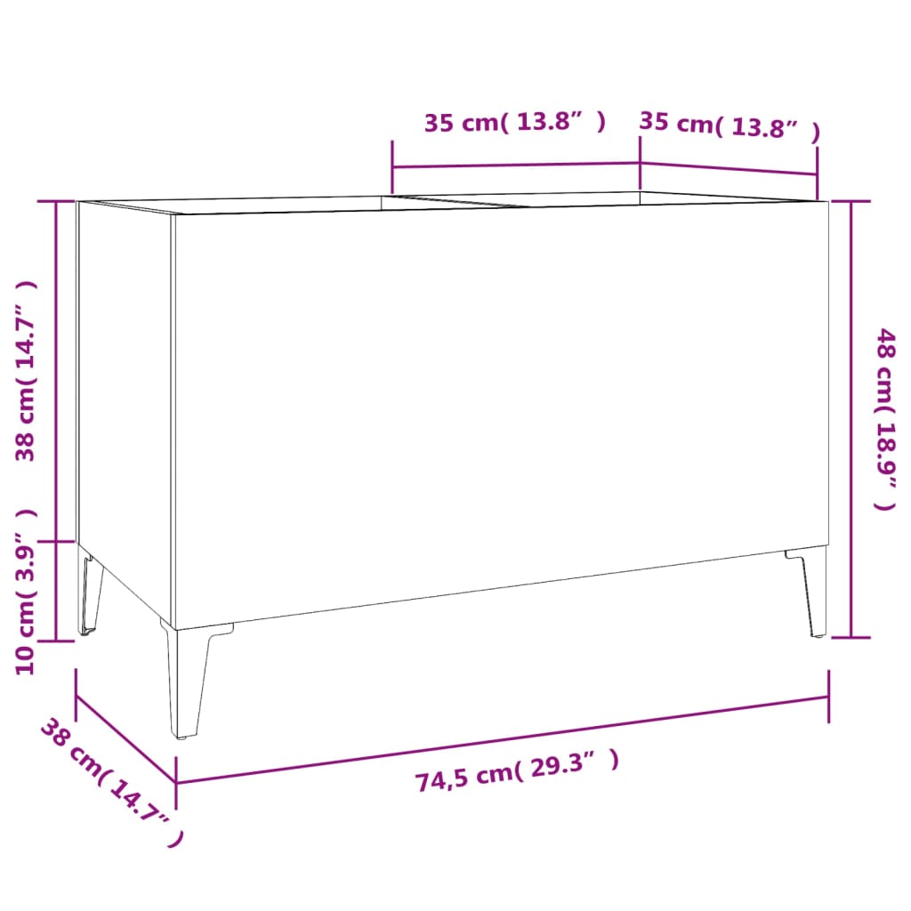vidaXL Шкаф за винилови плочи бял гланц 74,5x38x48 см инженерно дърво