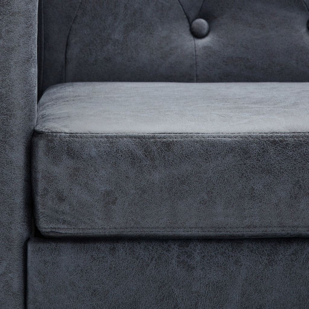 vidaXL 2-местен Честърфийлд диван, изкуствен велур, сив