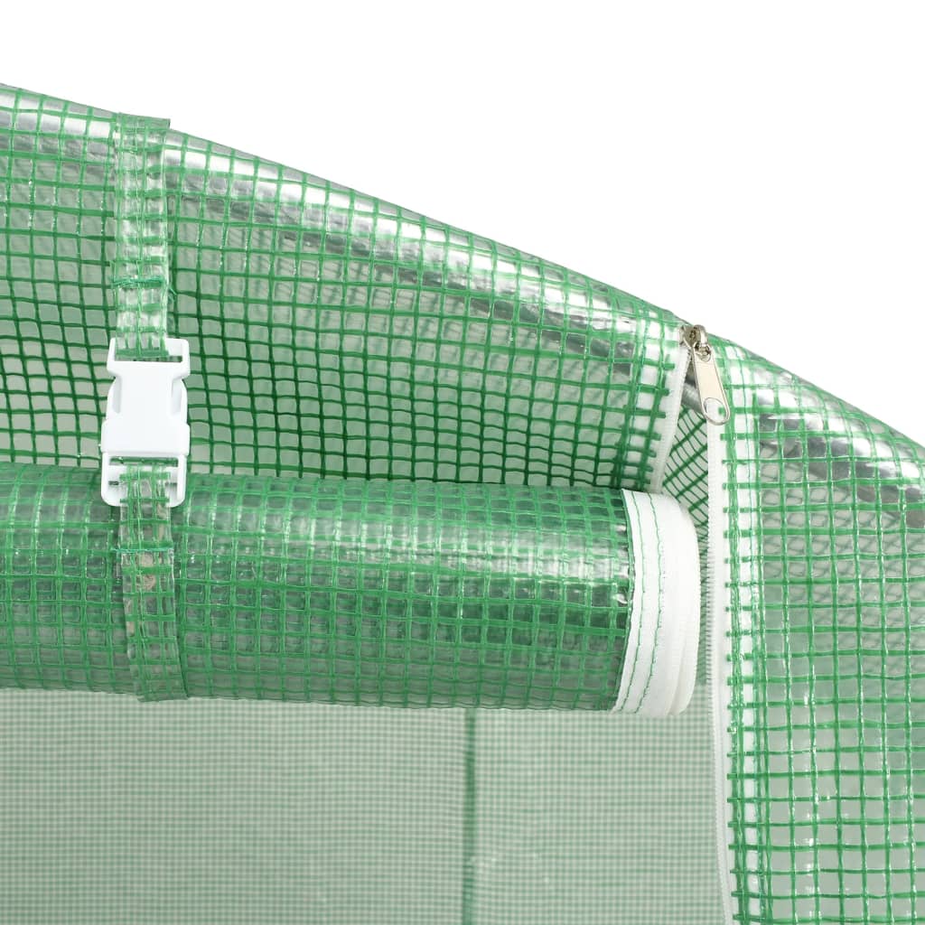vidaXL Оранжерия със стоманена рамка зелена 12 м² 6x2x2 м