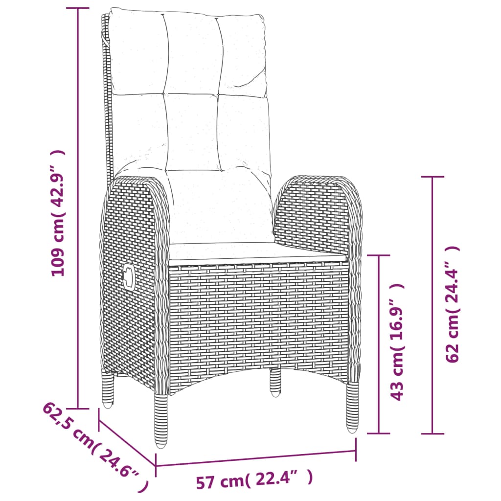 vidaXL Външни столове, 2 бр, полиратан, сиви