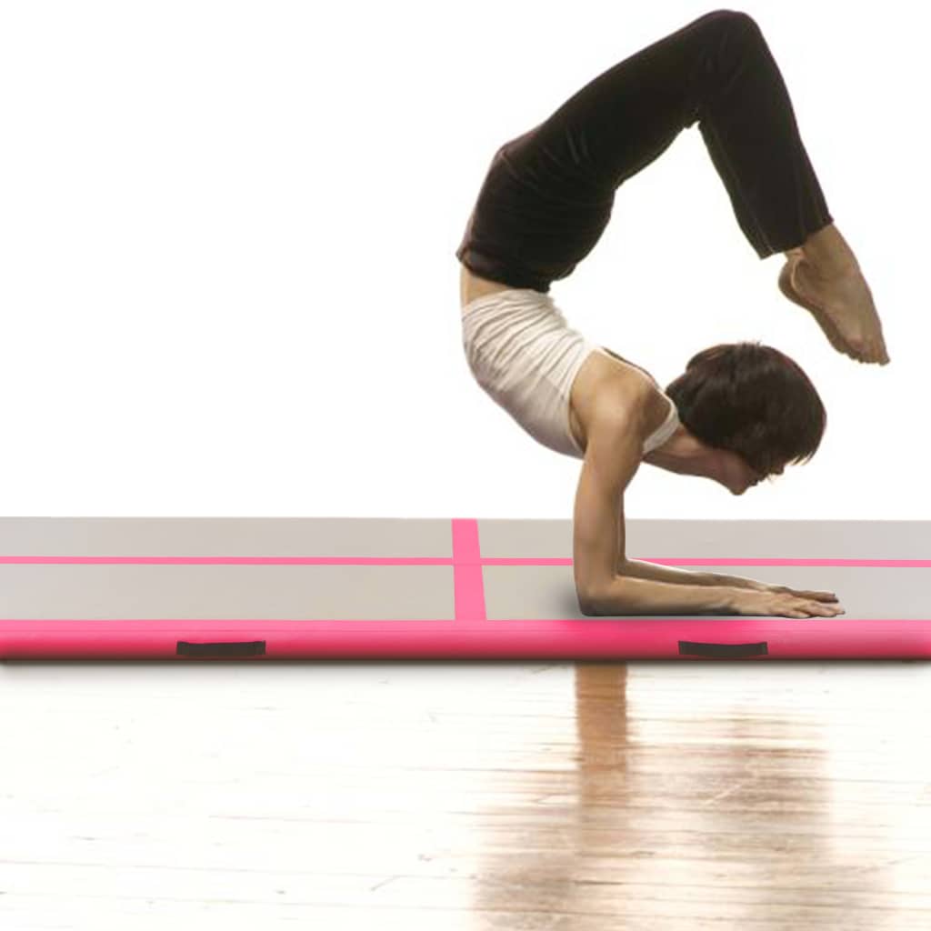 vidaXL Надуваем дюшек за гимнастика с помпа, 800x100x10 см, PVC, розов