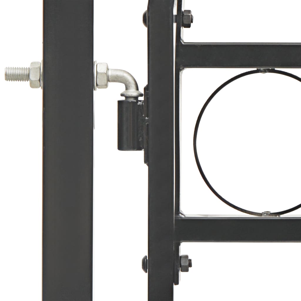 vidaXL Оградна врата с арковидна горна част стомана 100x150 см черна