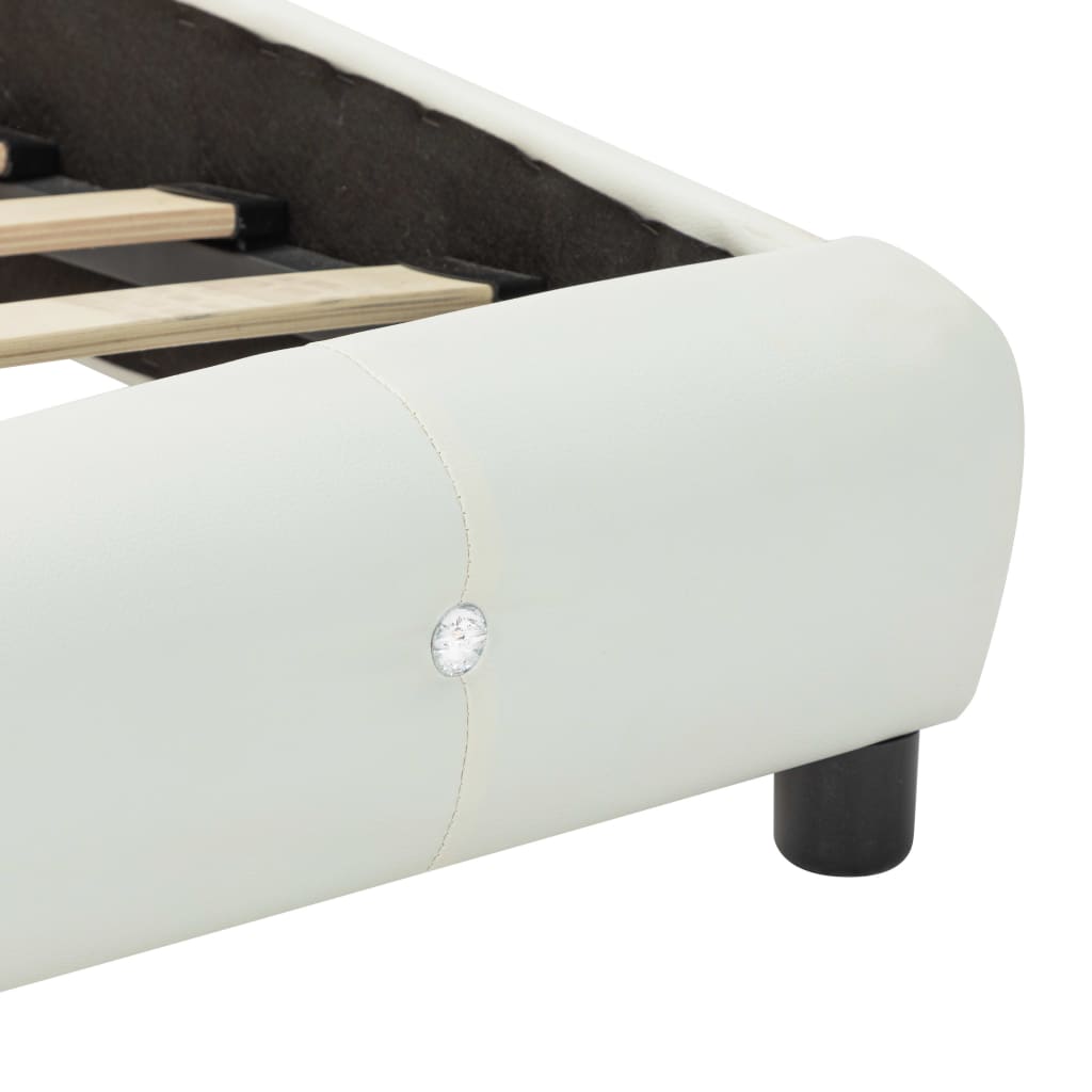 vidaXL Рамка за легло с LED, бяла, изкуствена кожа, 160x200 cм