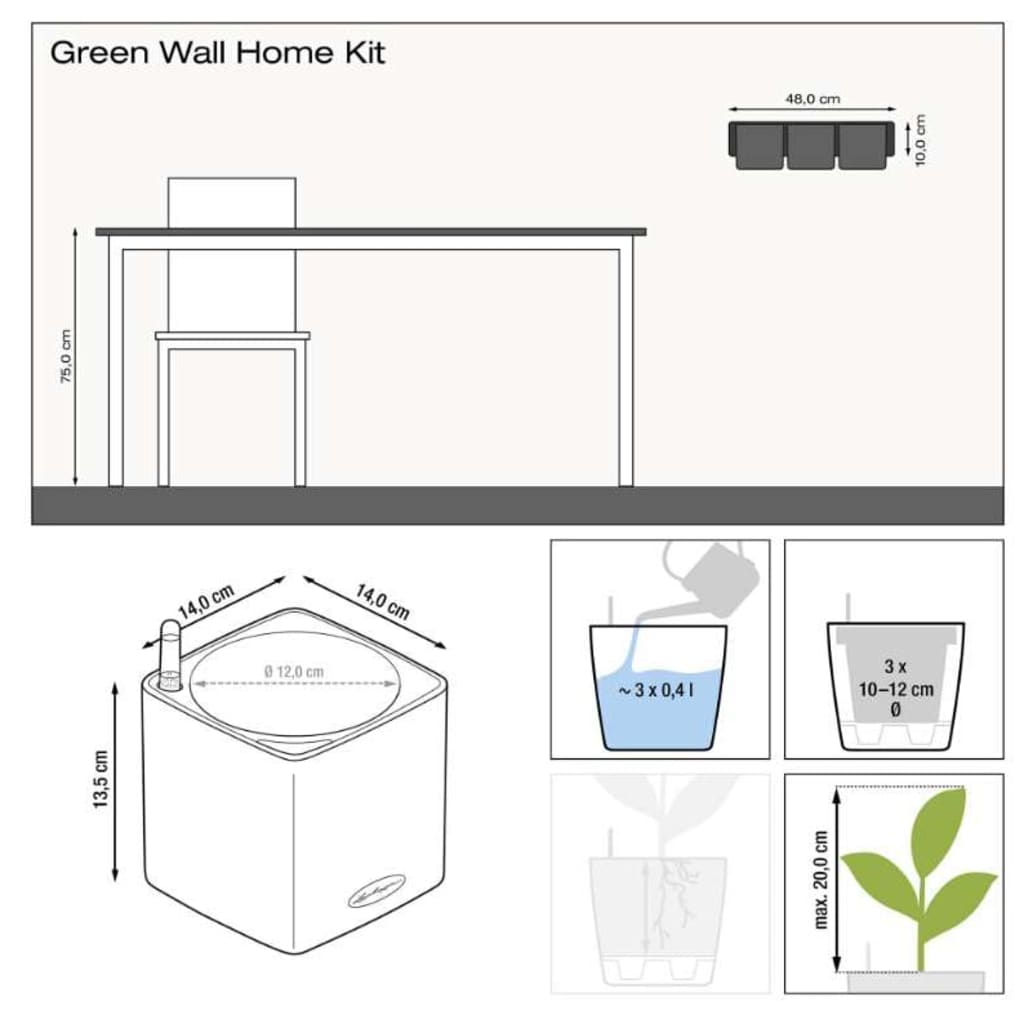 LECHUZA Плантери Green Wall Home Kit, 3 бр, бели