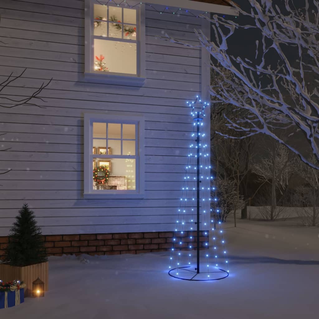 vidaXL Конусовидна коледна елха, синя, 108 LED, 70x180 см