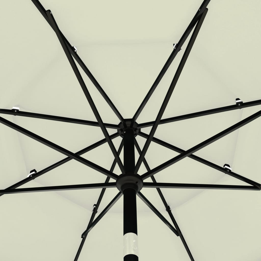 vidaXL Градински чадър на 3 нива с алуминиев прът, пясъчен, 3,5 м