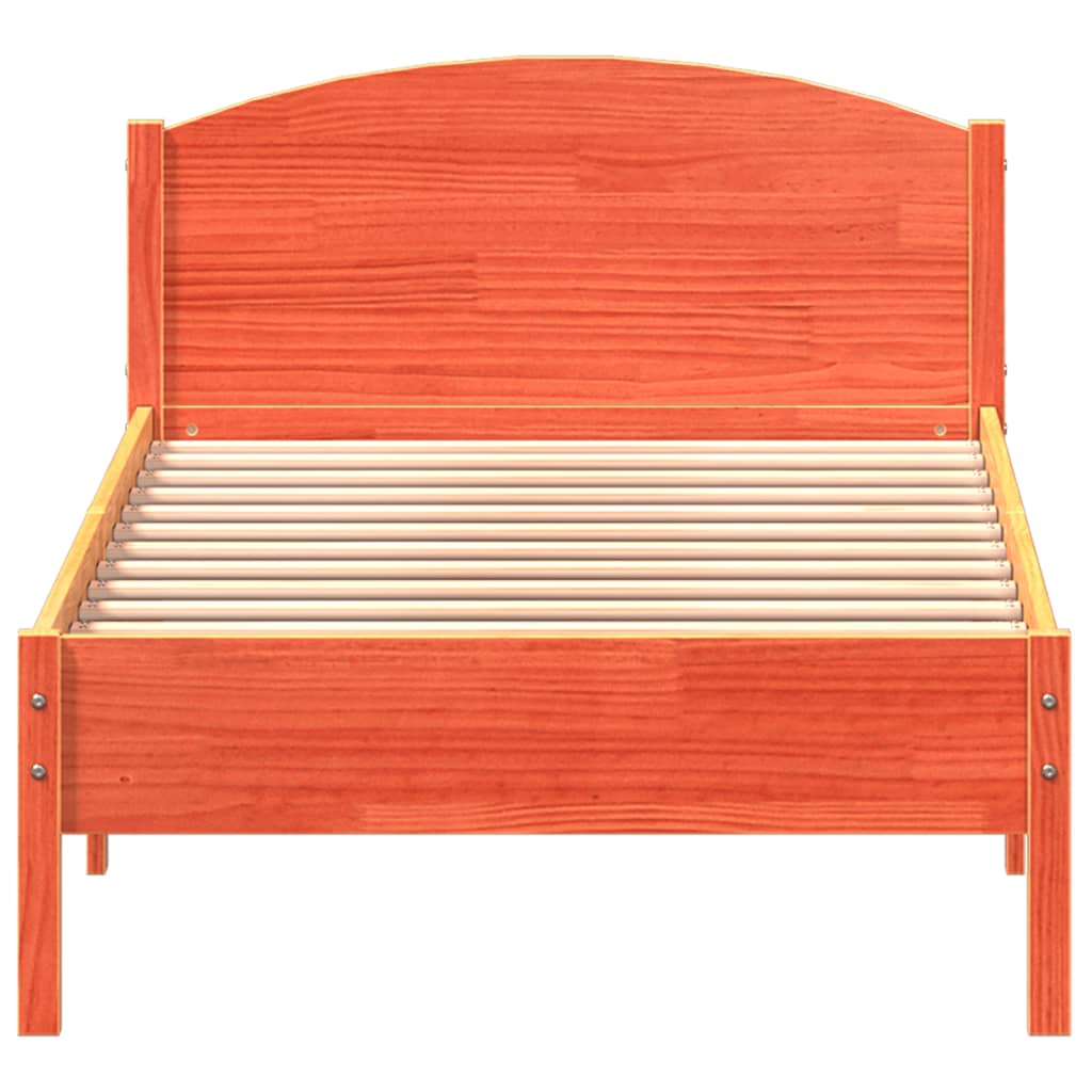 vidaXL Рамка за легло с табла, восъчнокафяв, 100x200 см, масивно дърво