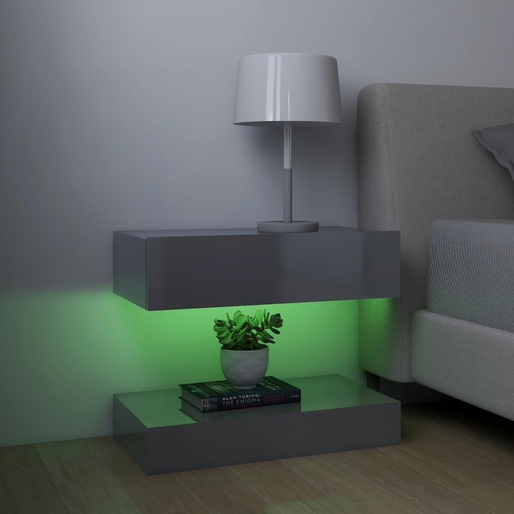 vidaXL ТВ шкафове с LED осветление 2 бр сив гланц 60x35 см