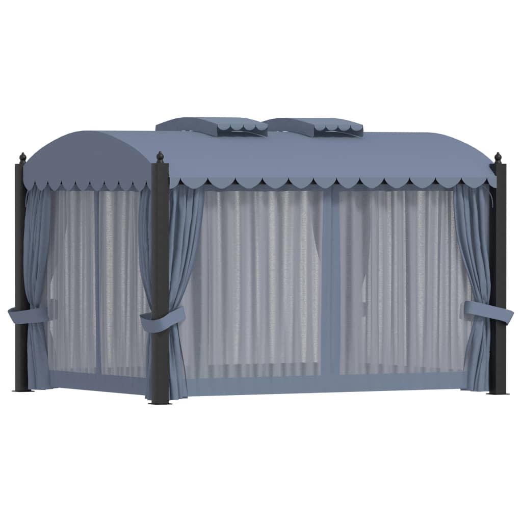 vidaXL Градинска шатра със завеси, 3x4 м, антрацит, стомана