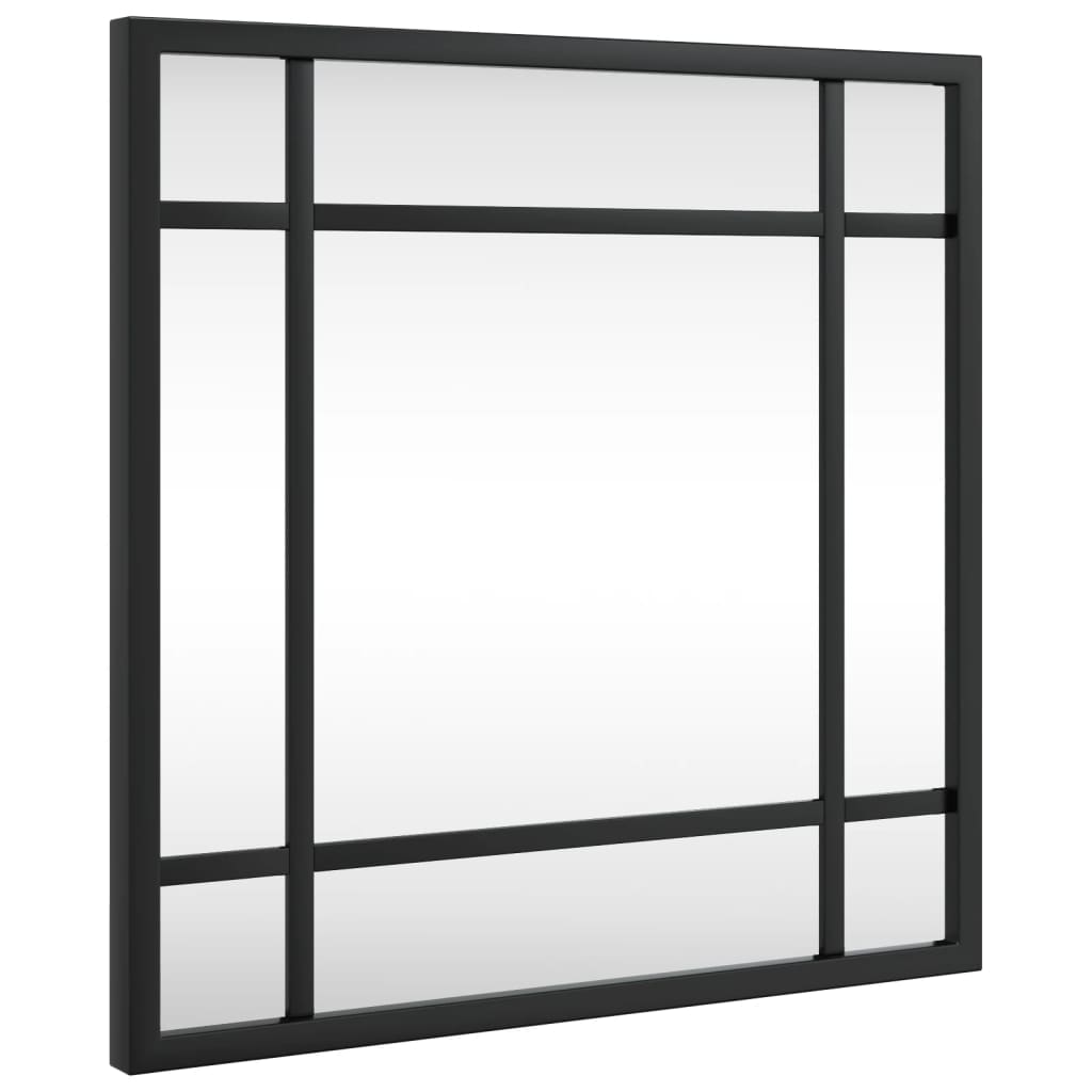 vidaXL Стенно огледало, черно, 30x30 см, квадратно, желязо