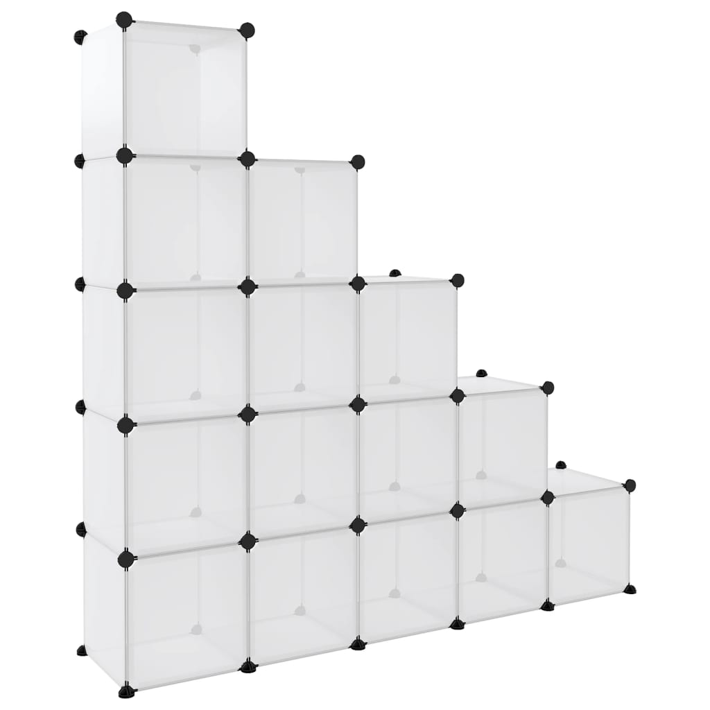 vidaXL Органайзер с кубични отделения, 15 куба, прозрачен, PP