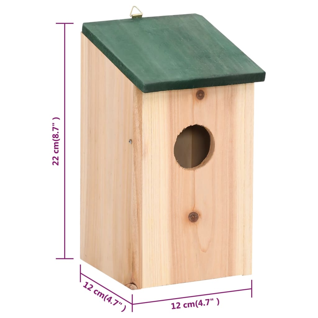 vidaXL Къщи за птици, 4 бр, дърво, 12x12x22 см