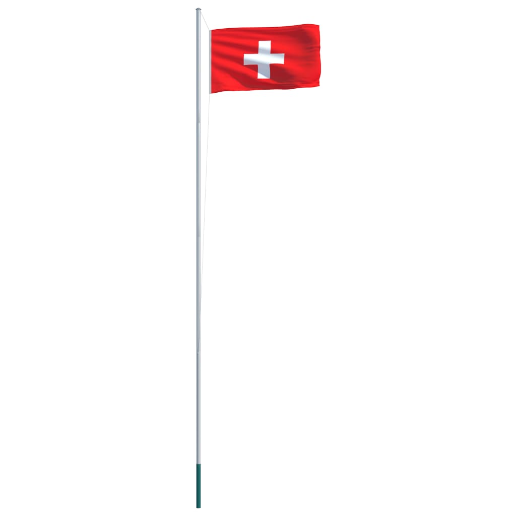 vidaXL Флаг на Швейцария и алуминиев флагщок, 6,2 м