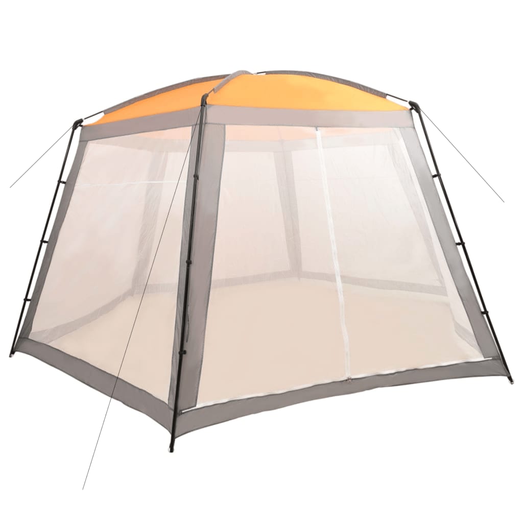 vidaXL Палатка за басейн, текстил, 590x520x250 см, сива