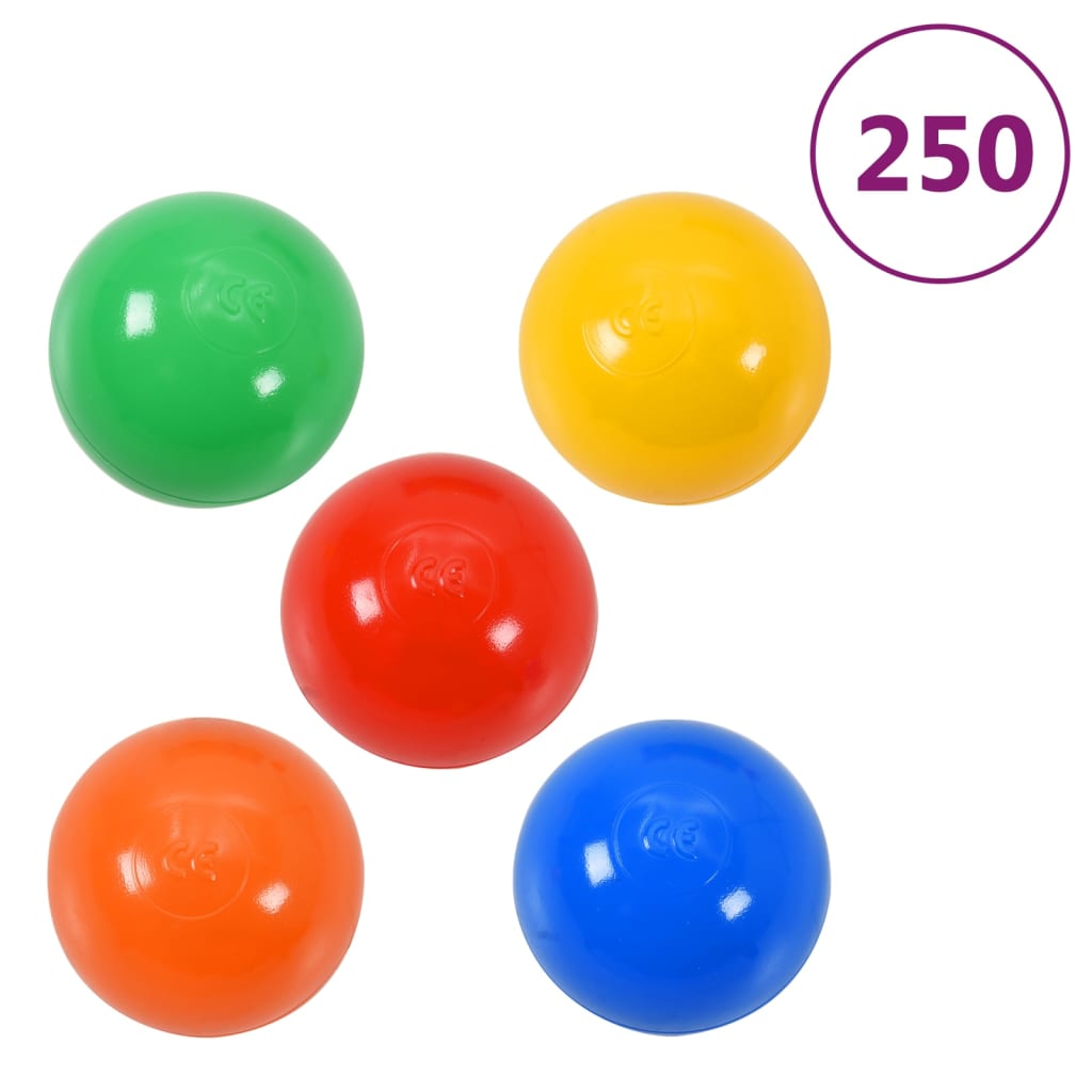 vidaXL Детска палатка за игра с 250 многоцветни топки 190x264x90 см