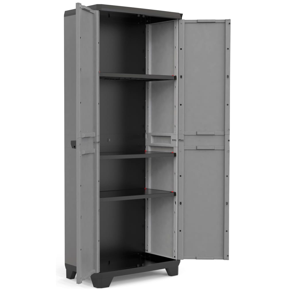 Keter Шкаф за съхранение с рафтове Stilo, сиво и черно, 173 см