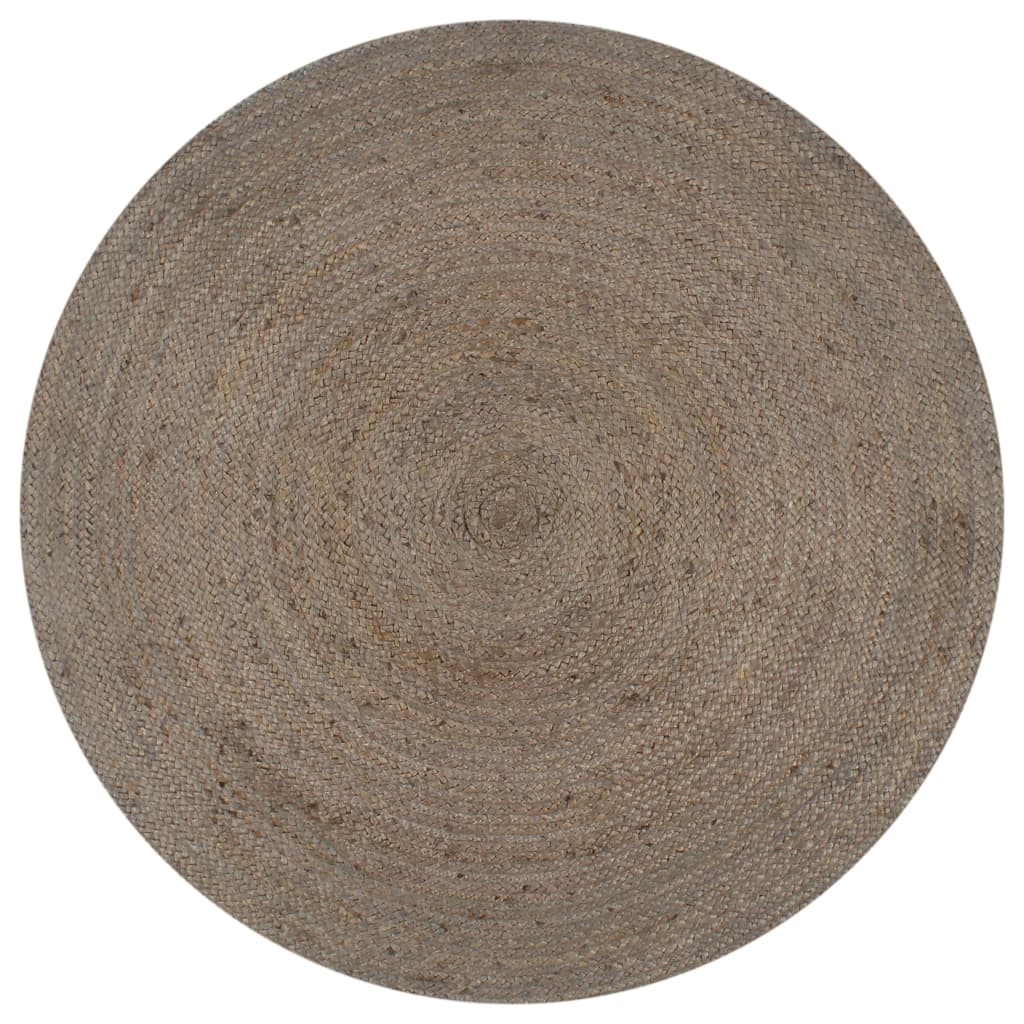 vidaXL Ръчно тъкан килим от юта, кръгъл, 90 см, сив