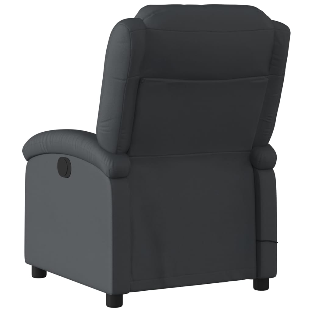vidaXL Електрически масажен реклайнер стол, черен, естествена кожа