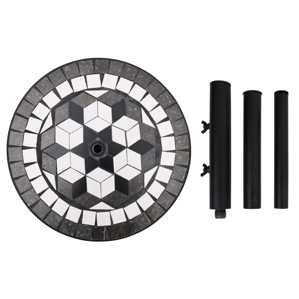 vidaXL Основа за чадър, черно и бяло, кръгла, 12 кг
