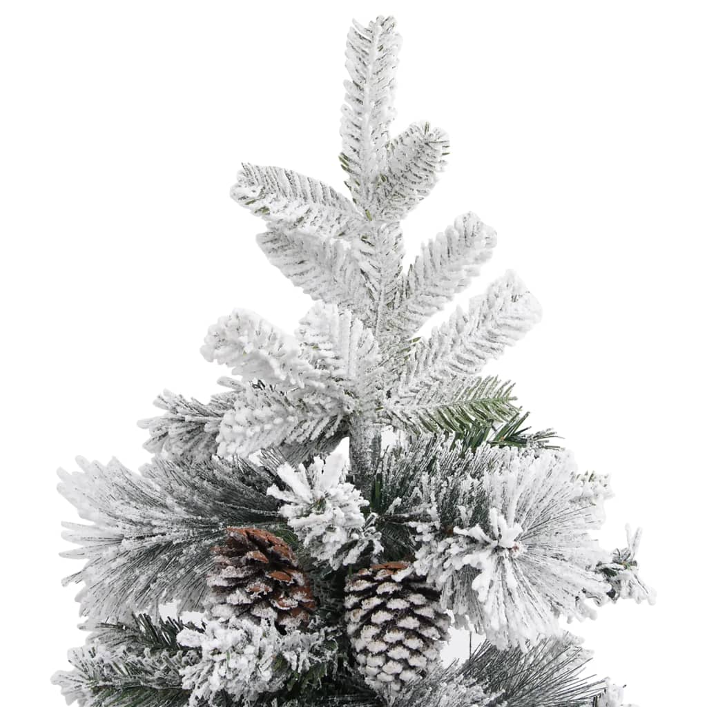 vidaXL Коледна елха с флокиран сняг и шишарки, 150 см, PVC и PE