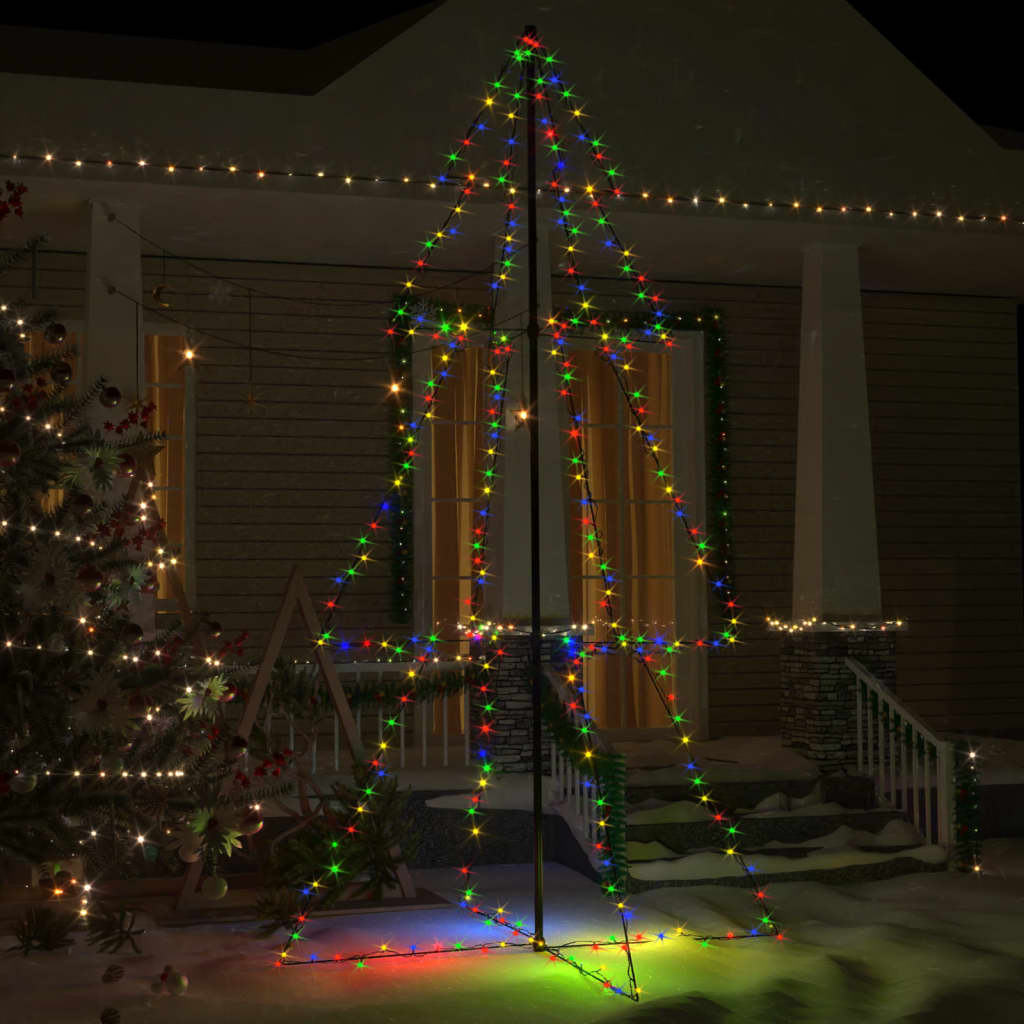 vidaXL Коледна елха конус, 300 LED, за закрито и открито, 120x220 см