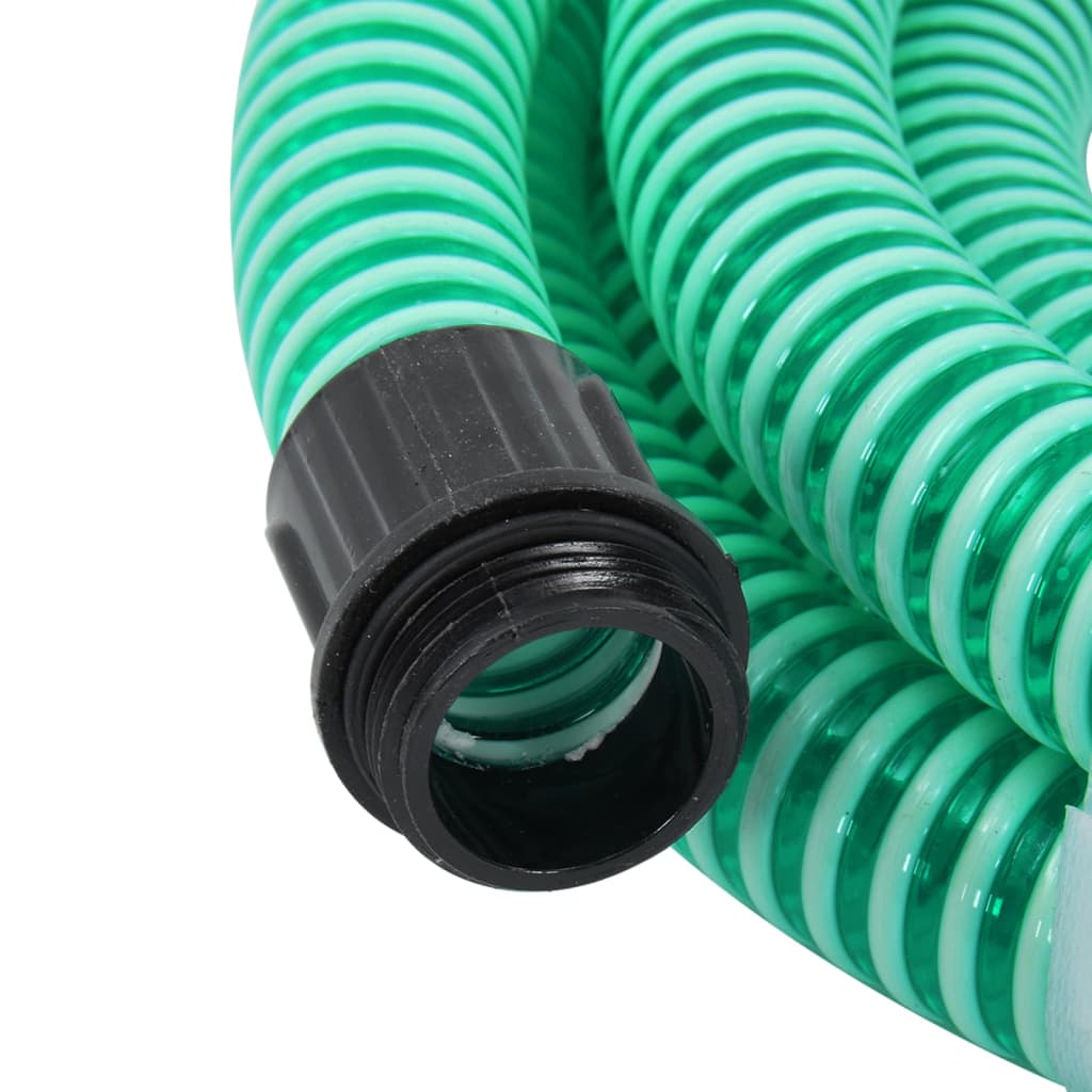 vidaXL Смукателен маркуч с месингови съединители зелен 1,1" 25 м PVC