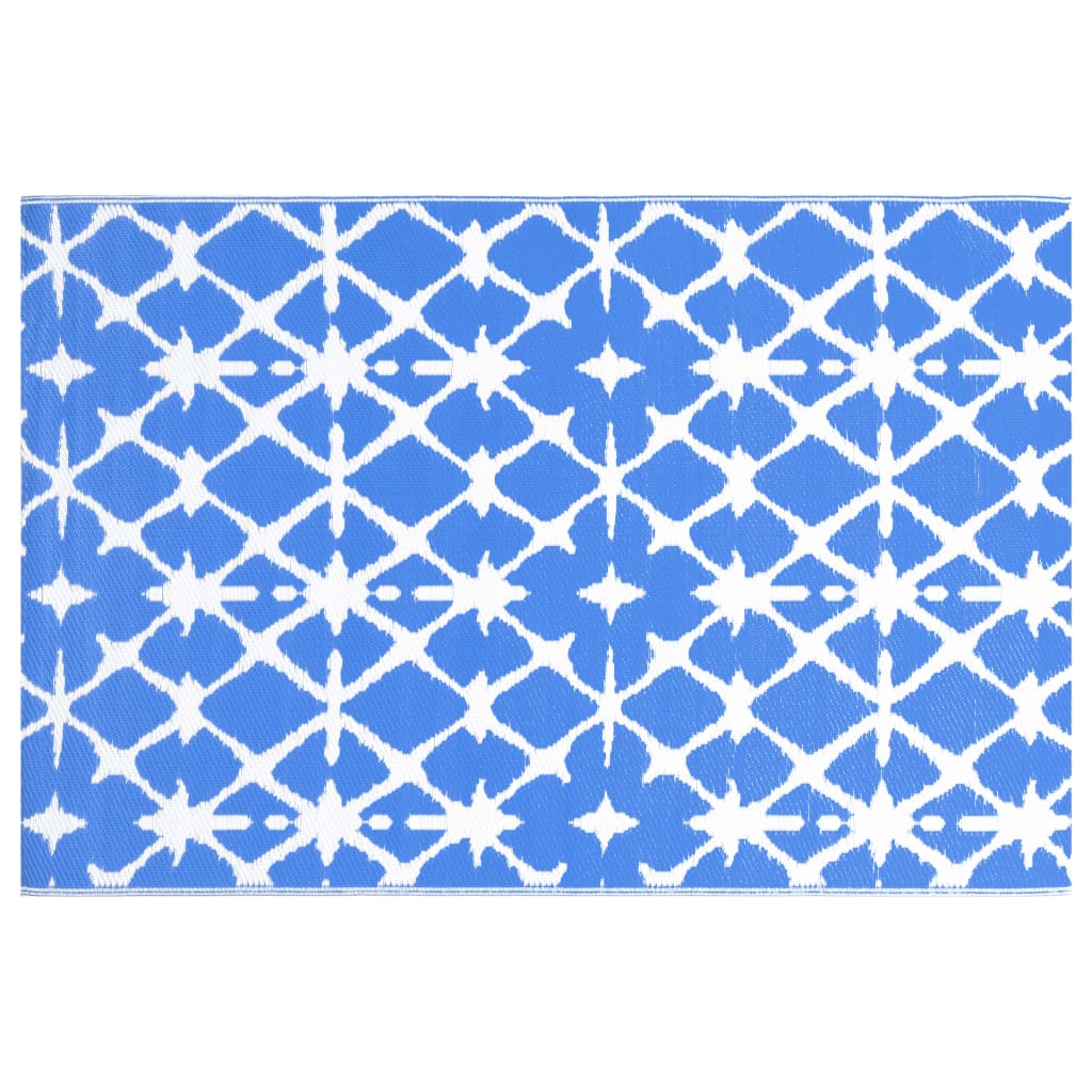vidaXL Килим за открито, синьо и бяло, 160x230 см, PP