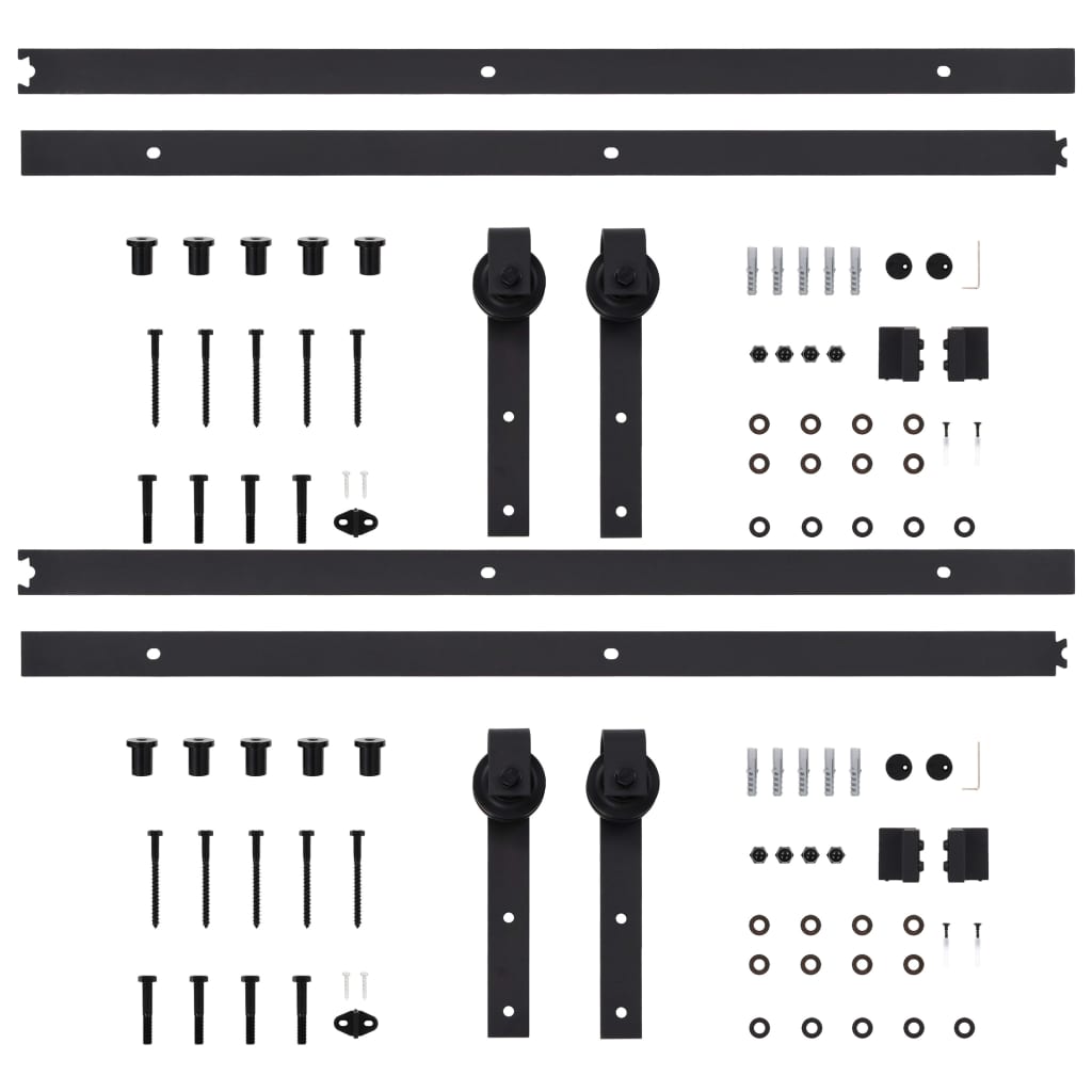 vidaXL Механизми за плъзгаща врата, 2 бр, 200 см, стомана, черни