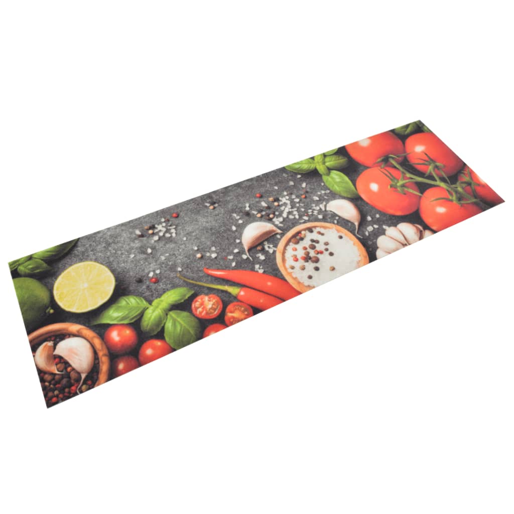 vidaXL Кухненско килимче, миещо, зеленчуци, 45x150 см, кадифе
