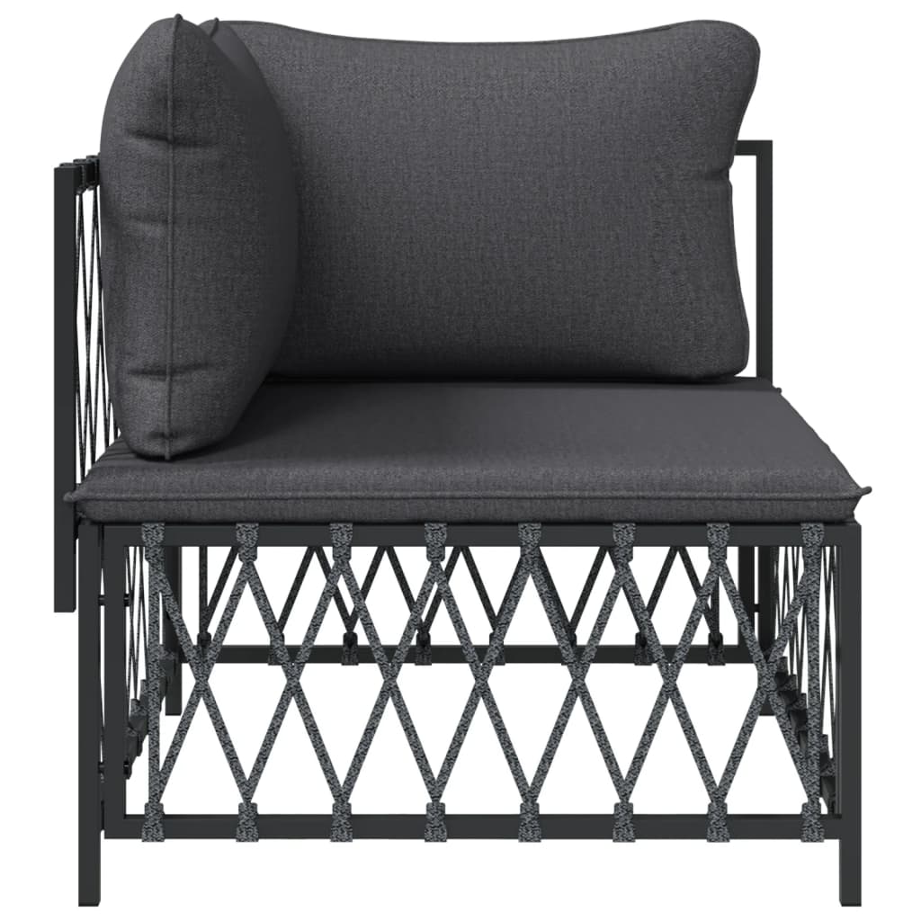 vidaXL Градински ъглов диван с възглавници, антрацит, тъкан плат