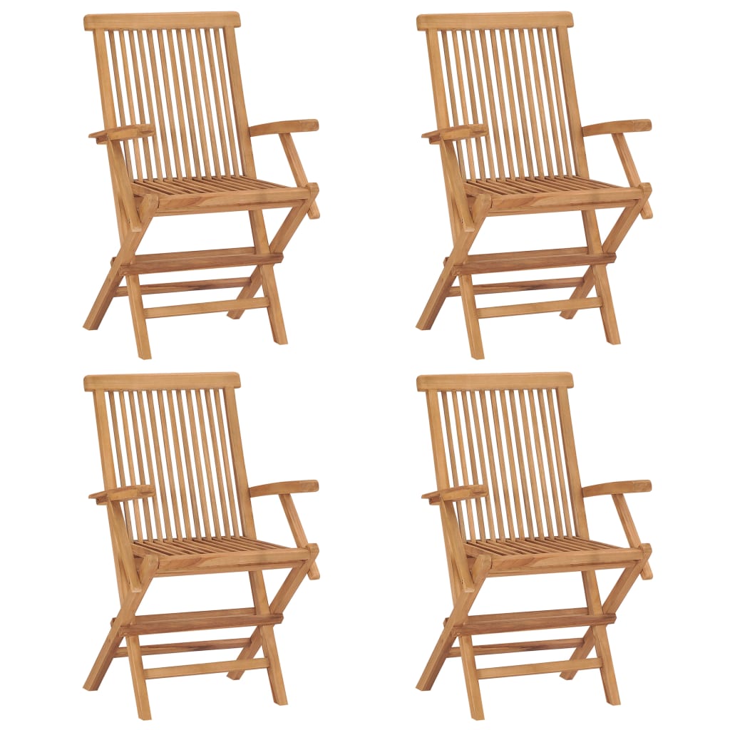 vidaXL Градински столове с възглавници антрацит 4 бр тик масив