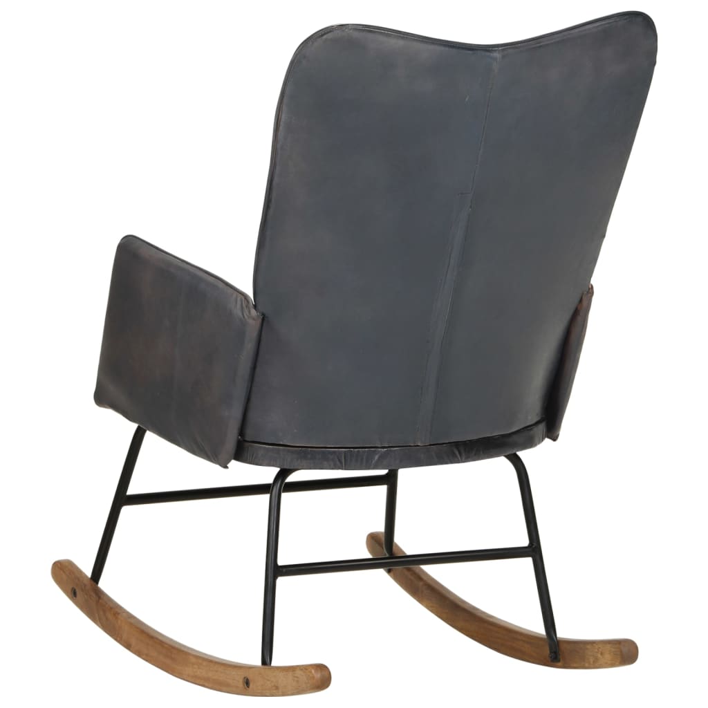 vidaXL Люлеещ стол, сив, естествена кожа