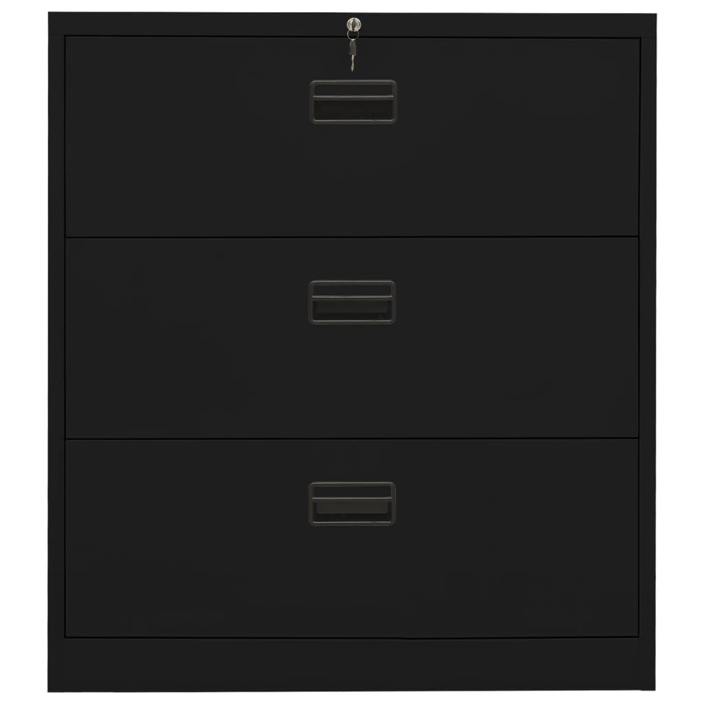vidaXL Шкаф за папки, черен, 90x46x103 cм, стомана