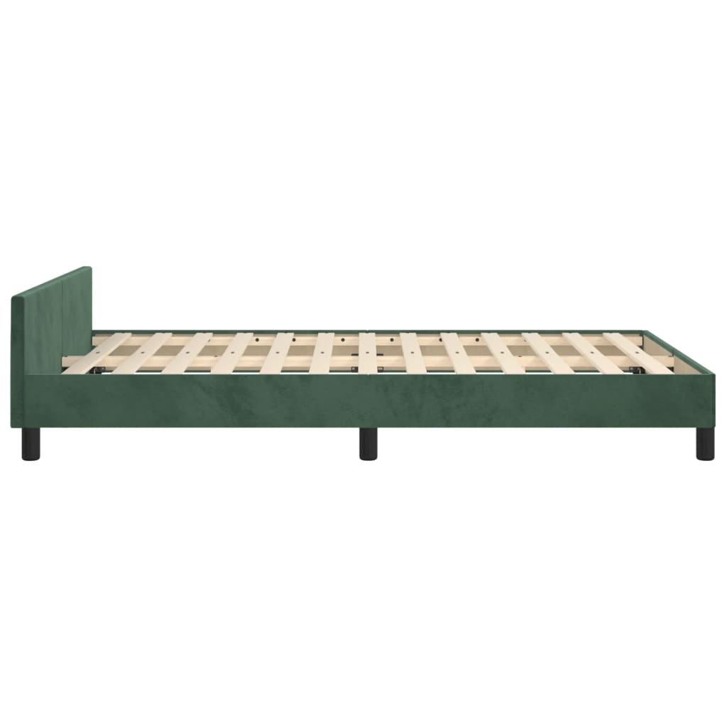 vidaXL Рамка за легло с табла, тъмнозелена, 120x190 см, кадифе