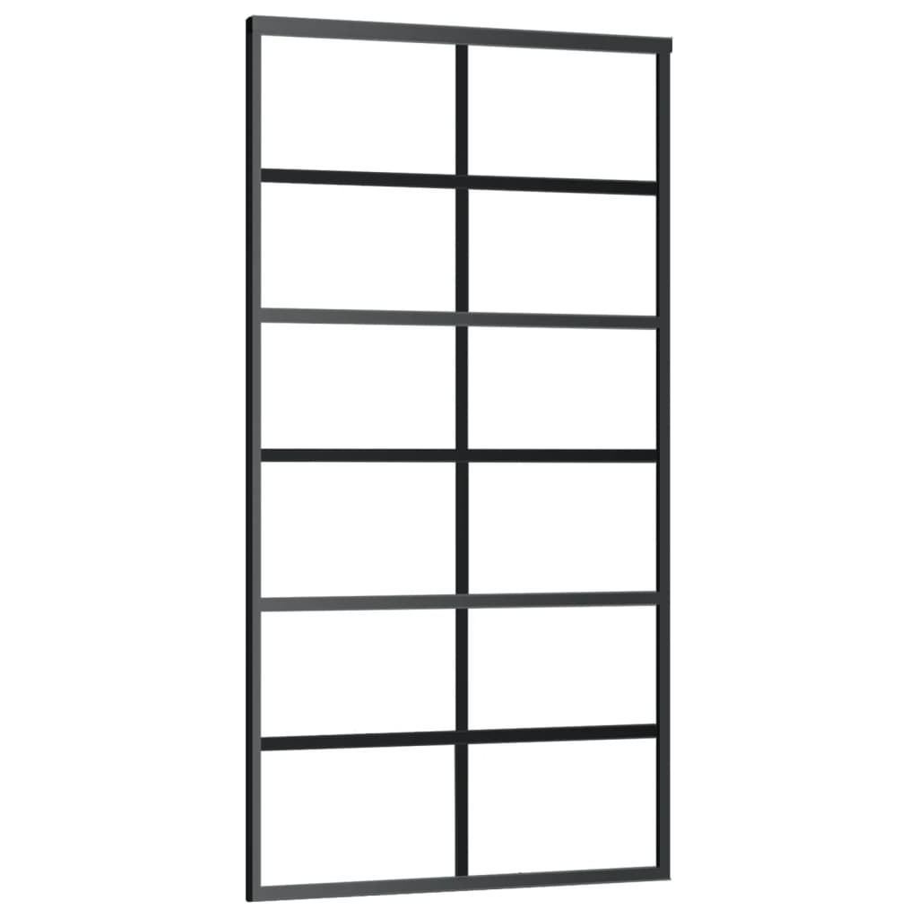 vidaXL Плъзгаща врата, ESG стъкло и алуминий, 102x205 см, черна