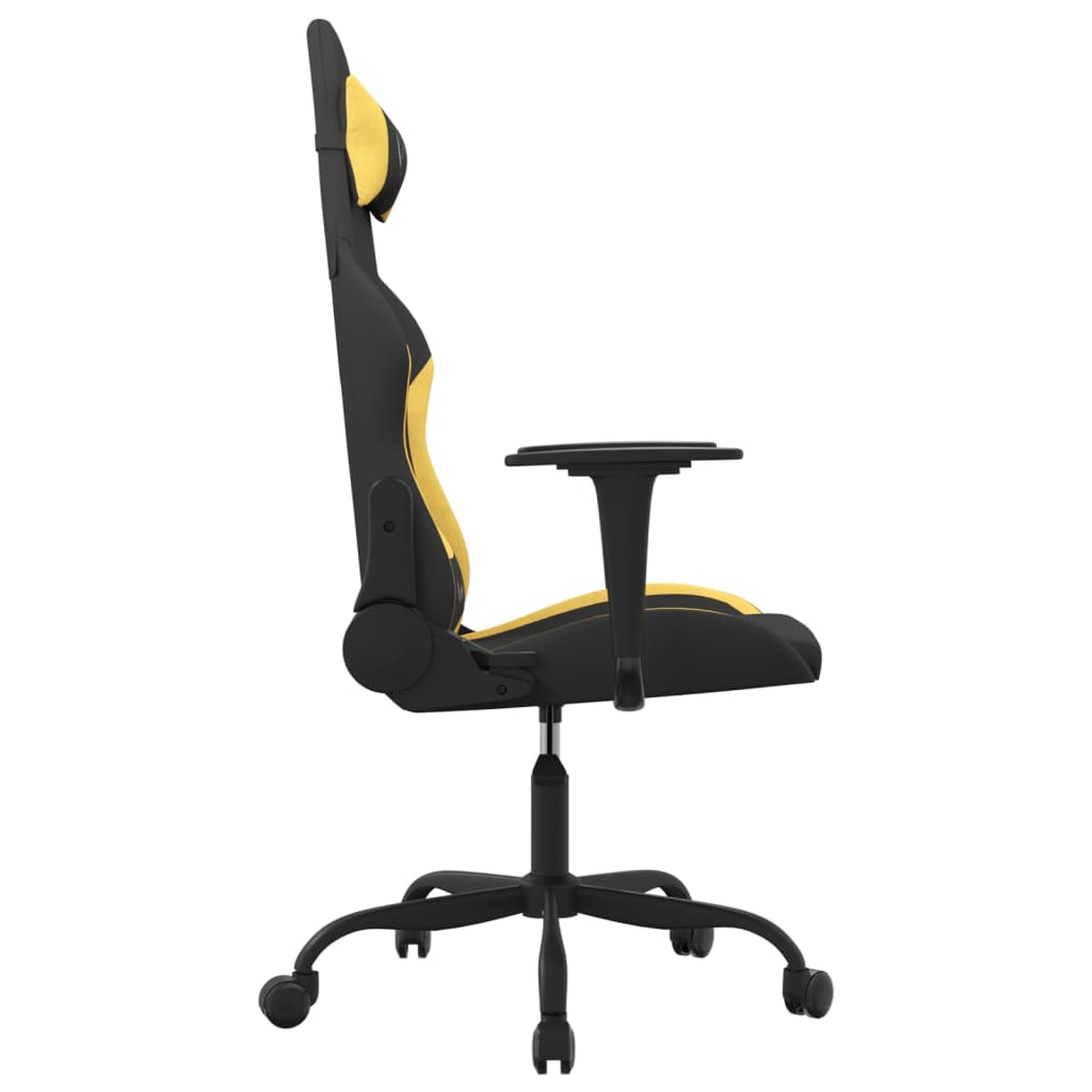 vidaXL Масажен гейминг стол, черно и жълто, плат