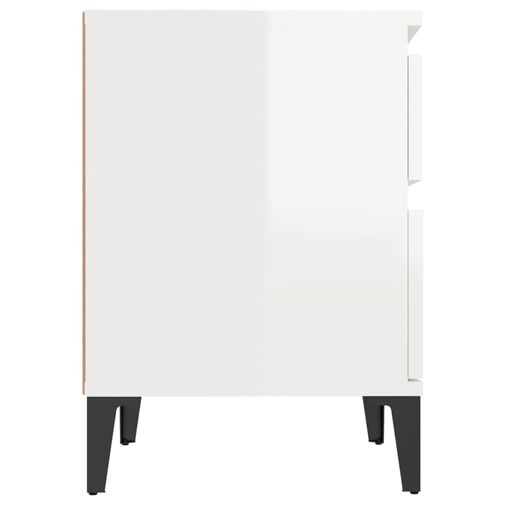 vidaXL Нощно шкафче, бял гланц, 40x35x50 см