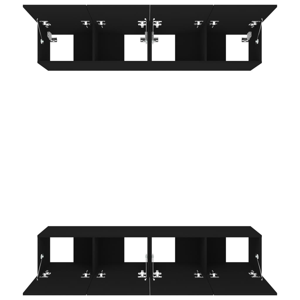 vidaXL ТB шкафове, 4 бр, черни, 80x30x30 см, инженерно дърво