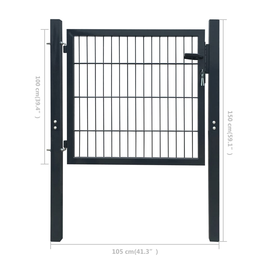vidaXL Порта за ограда, стомана, антрацит, 105x150 см